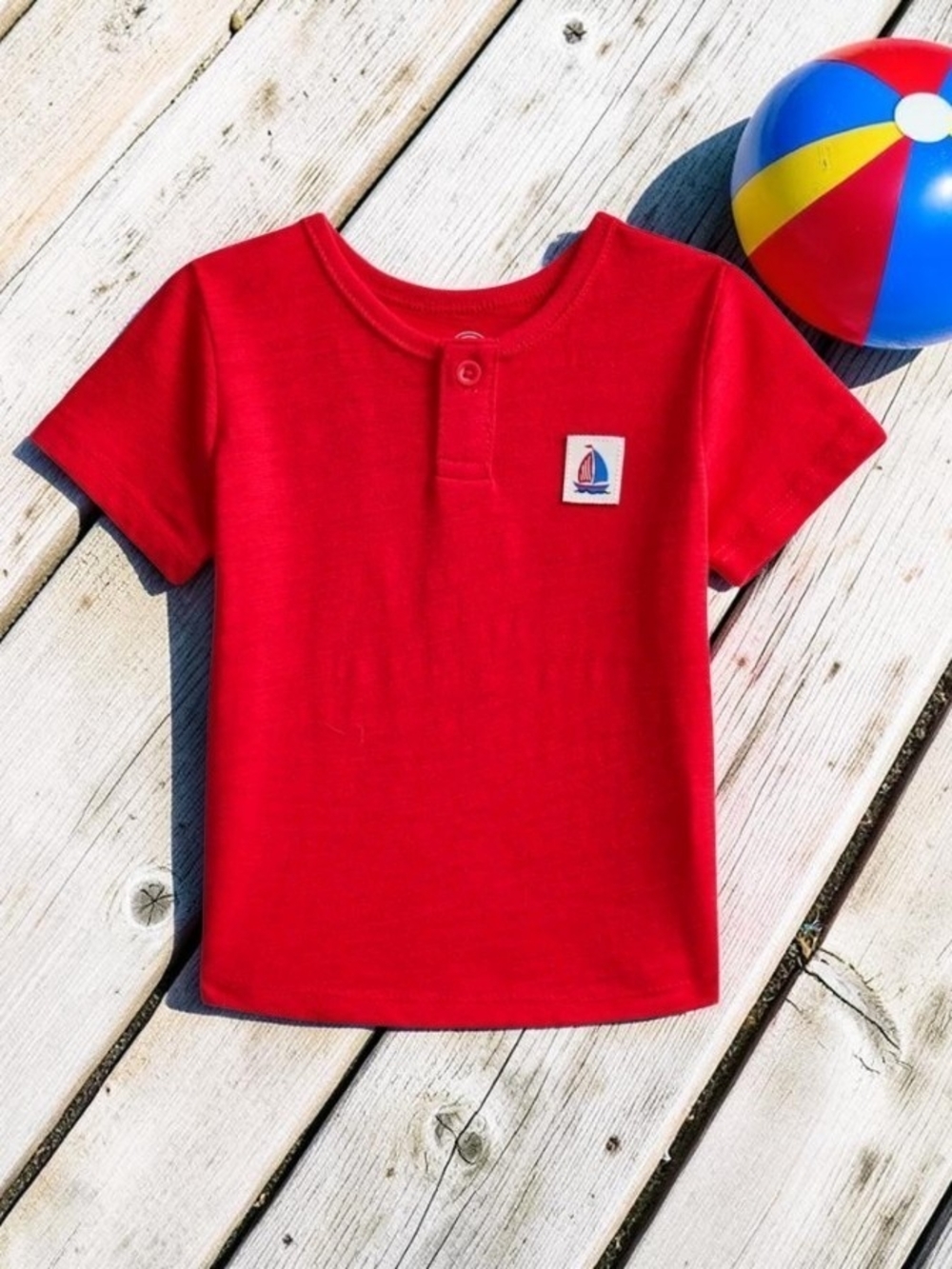 wonder nation Red Short-Sleeve Tee with Sailboat Patch